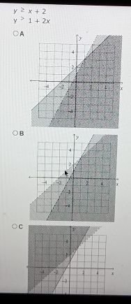 y≥ x+2
y>1+2x
A
B
C