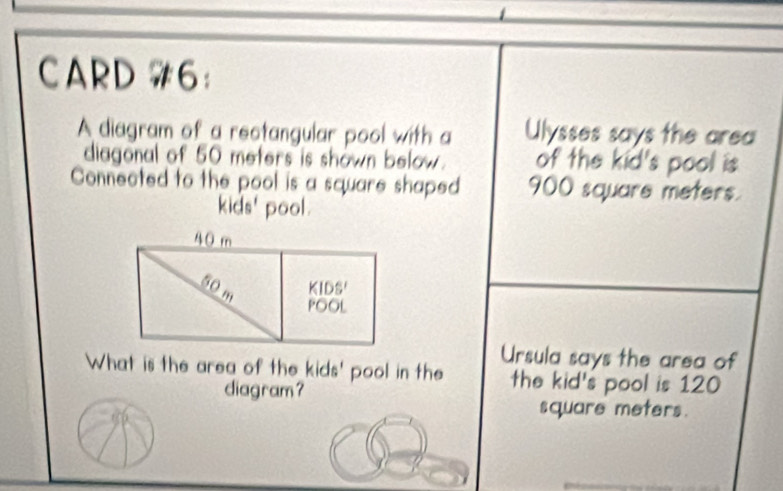 Solved: CARD #6: A diagram of a rectangular pool with a Ulysses says ...