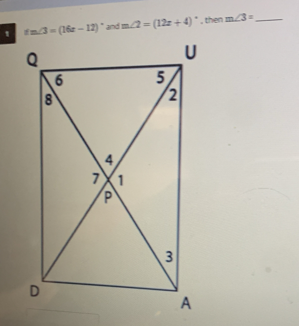 and m∠ 2=(12x+4)^circ  , then m∠ 3= _