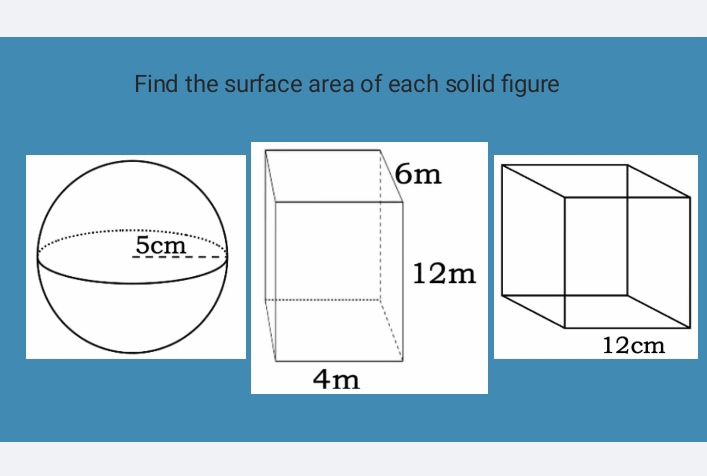 Find the surface area of each solid figure