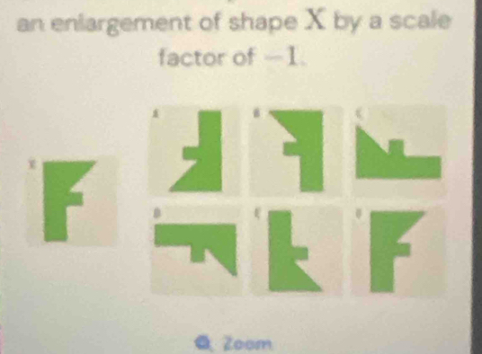 an enlargement of shape X by a scale 
factor of -1.
4
Zoom