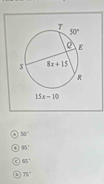 a 50°
95°
a 65°
o 75°