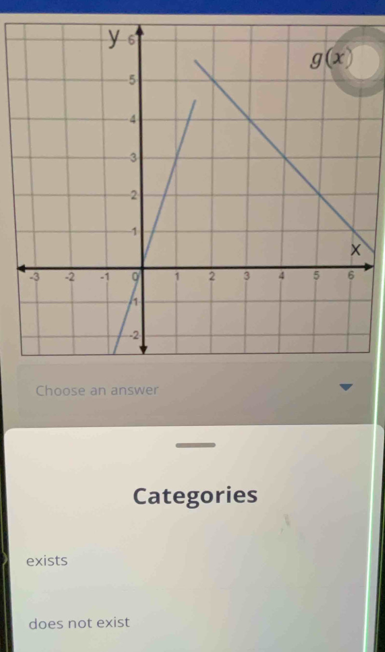 Choose an answer
Categories
exists
does not exist