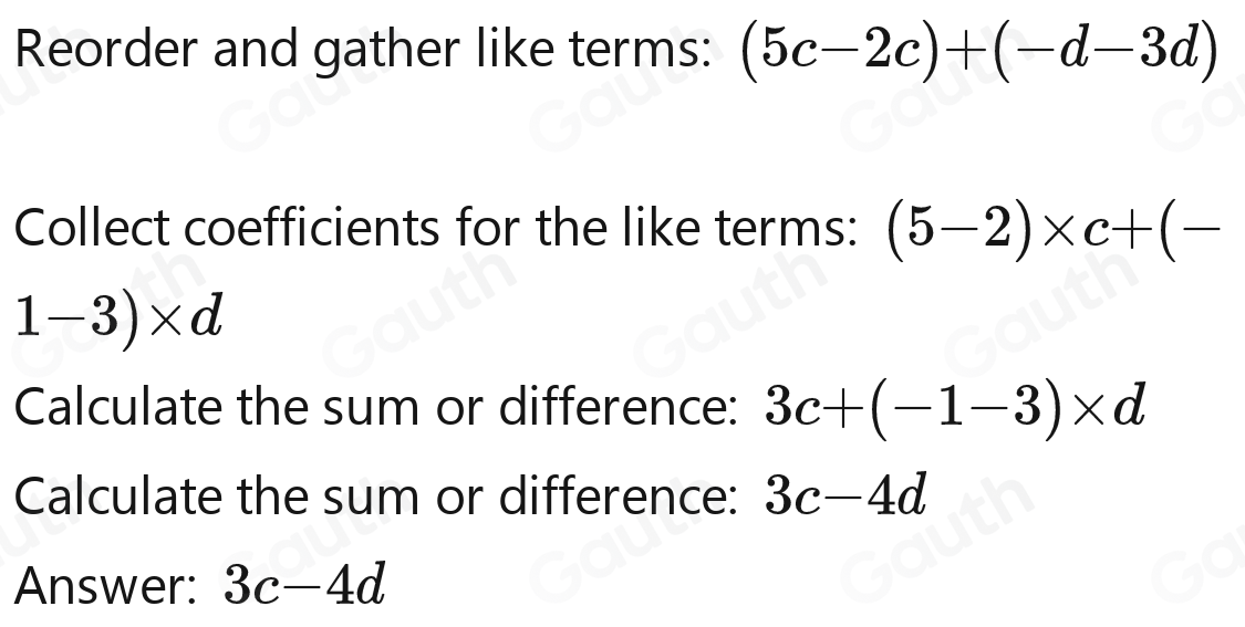 Solved: Simplify 5c-d-3d-2c [Math]