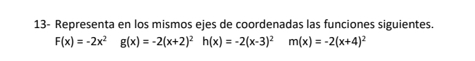 Solved: 13- Representa en los mismos ejes de coordenadas las funciones ...