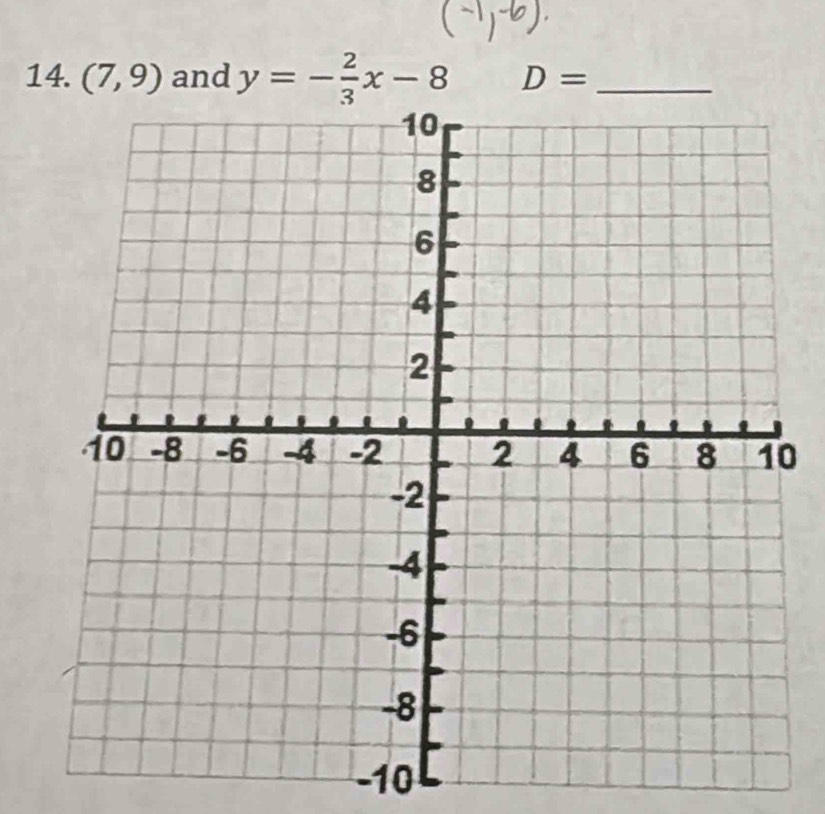 (7,9) and y=- 2/3 x-8 D= _
0
-10