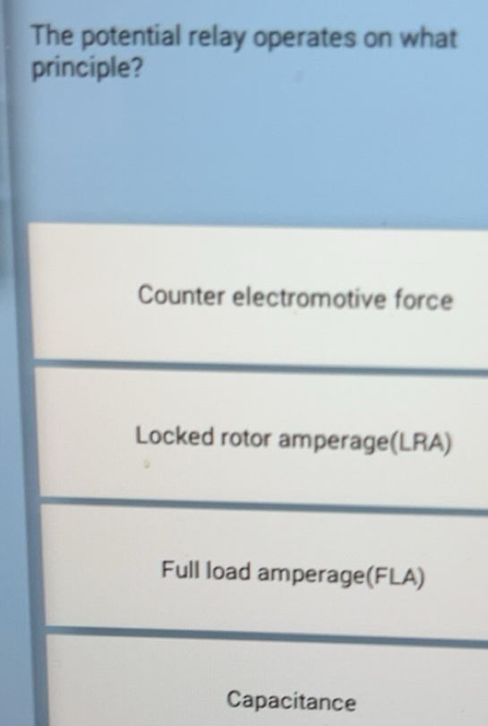 Solved: The potential relay operates on what principle? Counter ...