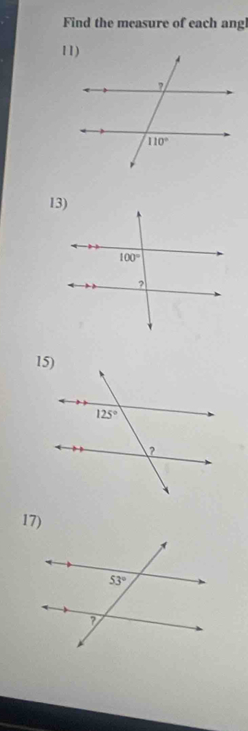 Find the measure of each angl
17)