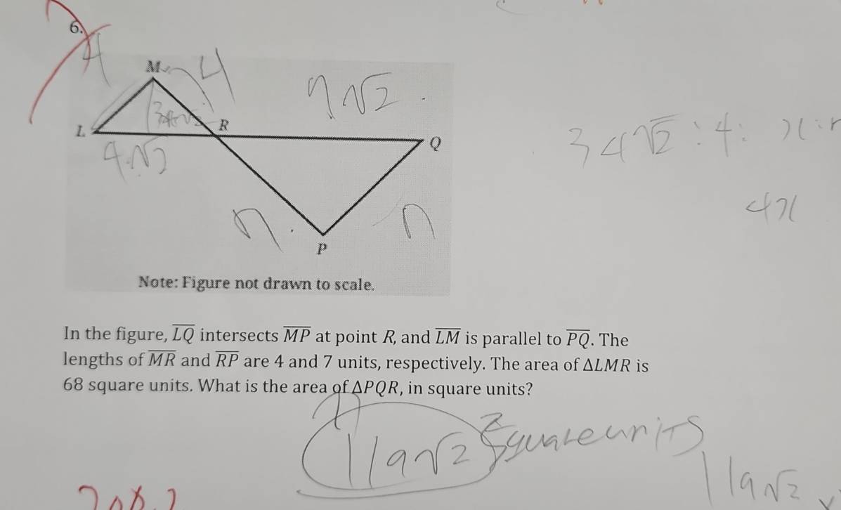 Solved: Note: Figure not drawn to scale. In the figure, overline LQ ...