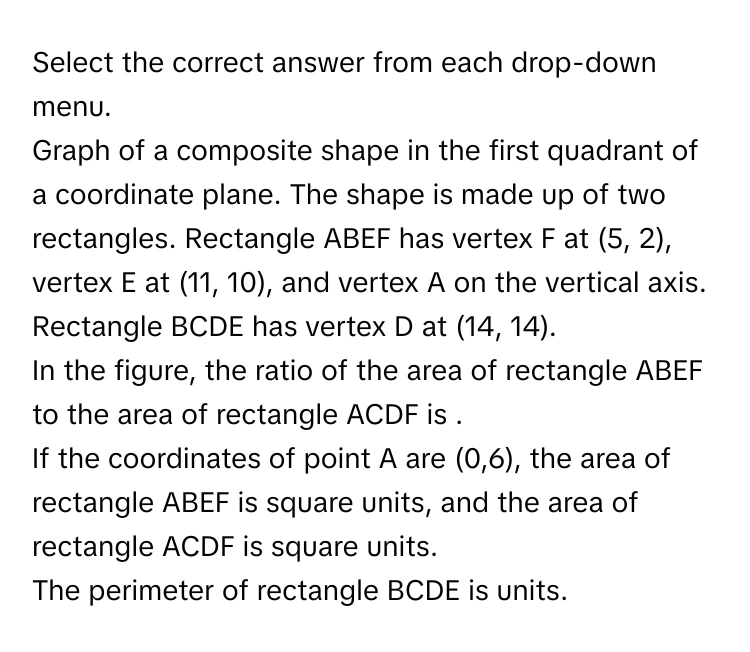 Solved: Select the correct answer from each drop-down menu. Graph of a ...