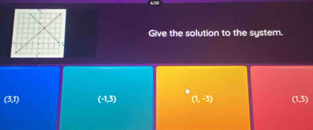 Give the solution to the system.
(3,1)
(-1,3)
(1,-3)
(1,3)