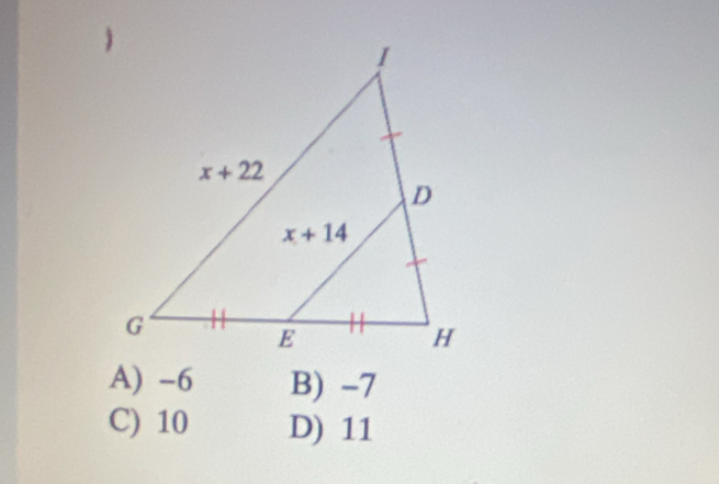 A) -6 B) -7
C) 10 D) 11