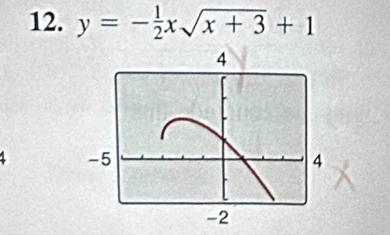 y=- 1/2 xsqrt(x+3)+1