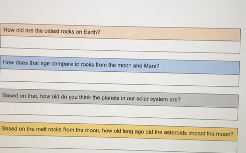 Solved: How old are the oldest rocks on Earth? How does that age ...
