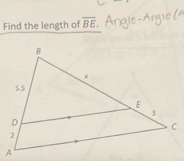 Find the length of overline BE.