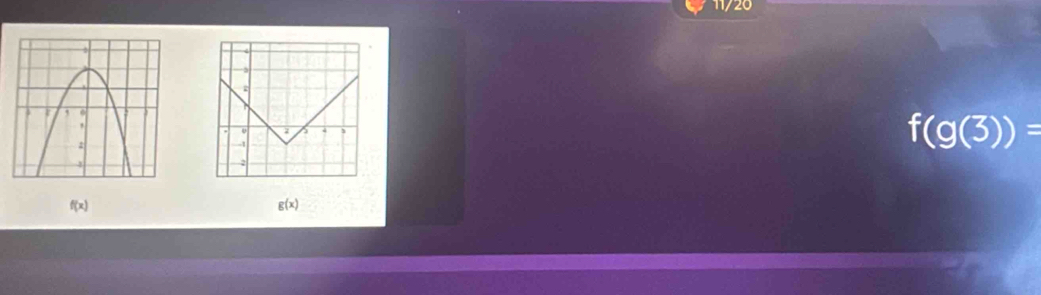 11/20
5
3
f(g(3))=
2
f(x)
g(x)