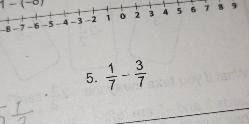 1-(-8)
-8
5.  1/7 - 3/7 