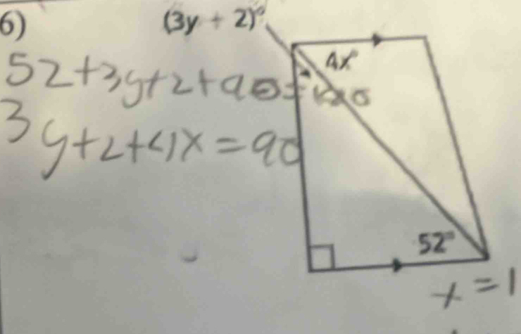 (3y+2)^circ 
4x
52°