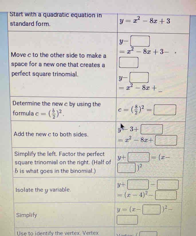 Use to identify the vertex. Vertex
overline AB