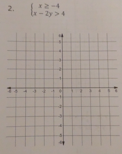 beginarrayl x≥ -4 x-2y>4endarray.
6