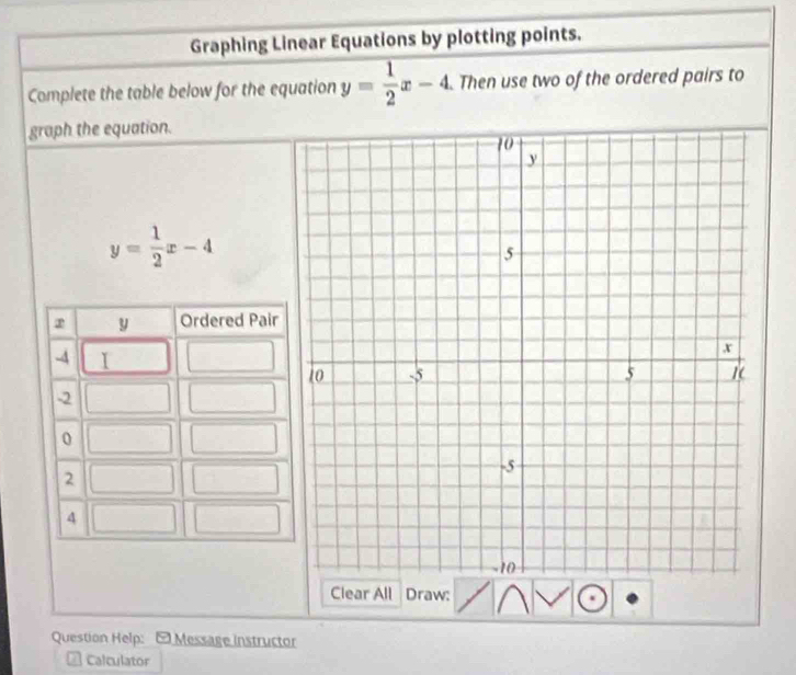 Solved: Graphing Linear Equations by plotting points. Complete the ...