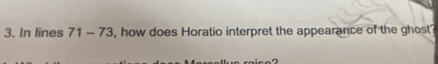 In lines 71-73 , how does Horatio interpret the appearance of the ghost