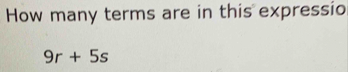 How many terms are in this expressio
9r+5s