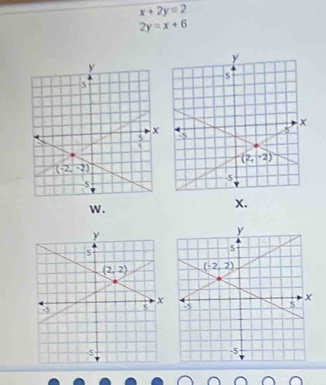 x+2y=2
2y=x+6
W.
X.