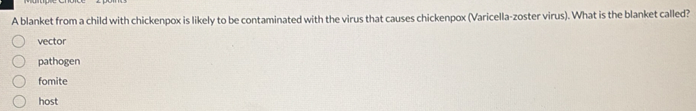 Solved: A blanket from a child with chickenpox is likely to be ...