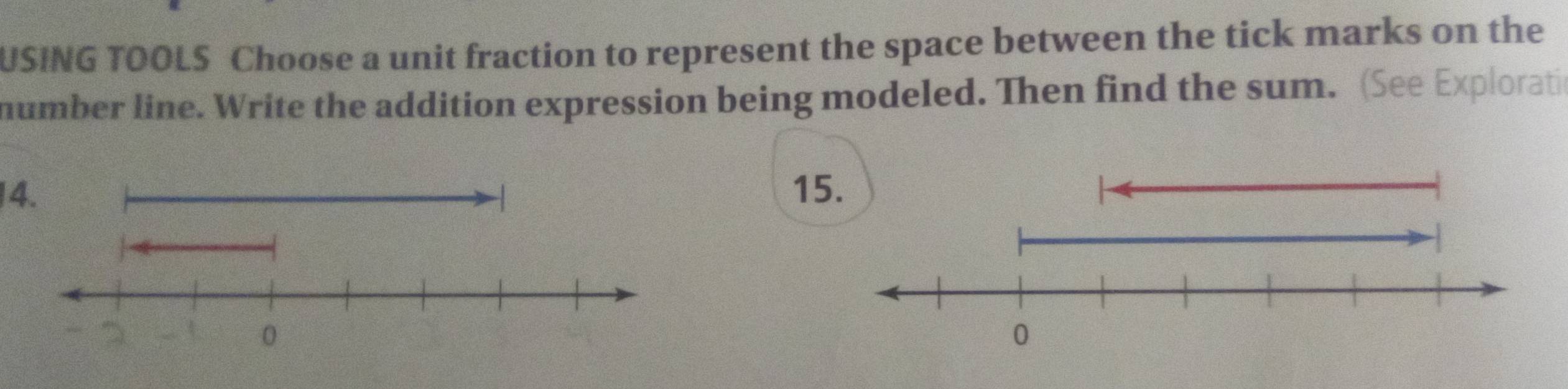 Solved: USING TOOLS Choose a unit fraction to represent the space ...