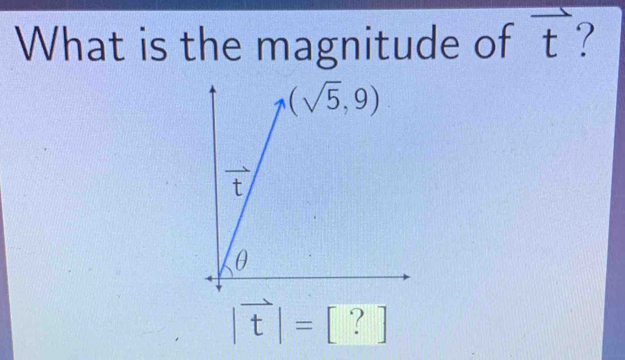 What is the magnitude of vector t
|vector t|=[?]