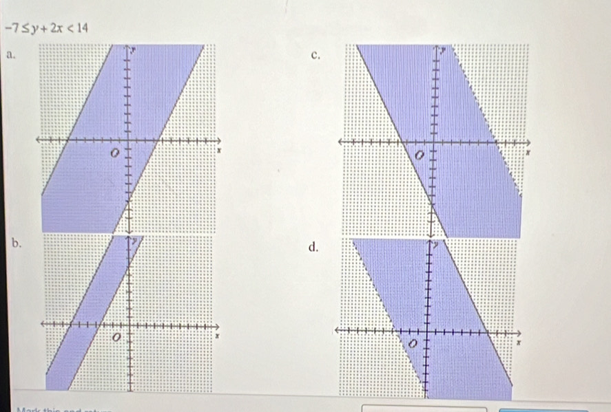 -7≤ y+2x<14</tex> 
a. 
c. 
b. 
d.