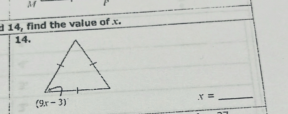 14, find the value of x.
14.
x= _