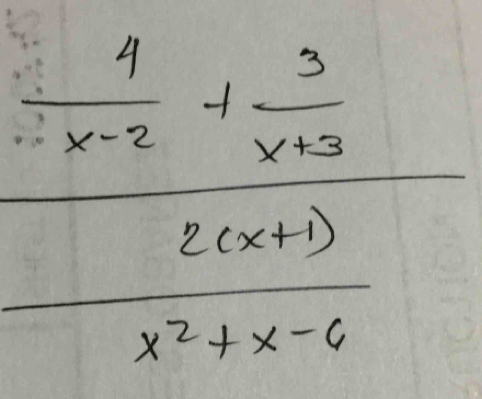 frac  1/x-2 + 3/x+2  (2x+1)/x^2+x-4 