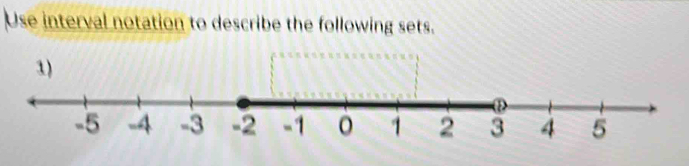 Use interval notation to describe the following sets.