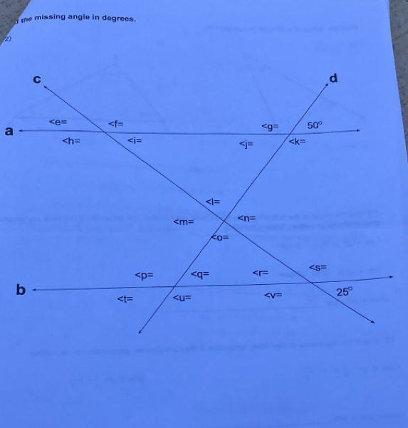 the missing angle in degrees.
(2)