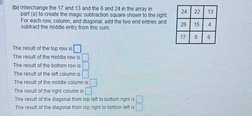 Solved: Interchange the 17 and 13 and the 6 and 24 in the array in part ...