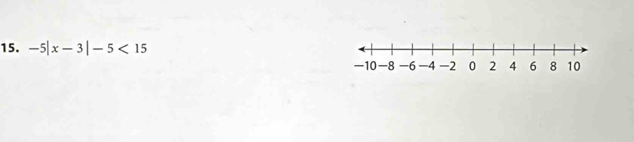 -5|x-3|-5<15</tex>