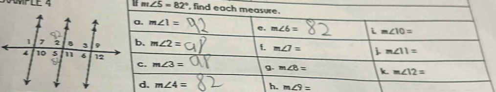 MPLE 4 If m∠ 5=82°