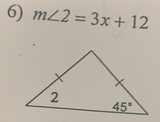 m∠ 2=3x+12