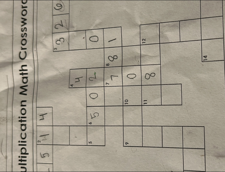 ultiplication Math Crossword