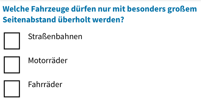 Welche Fahrzeuge Durfen Nur Mit Besonders Grossem Seitenabstand Uberholt Werden