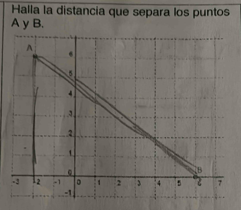 Halla la distancia que separa los puntos
A y B,