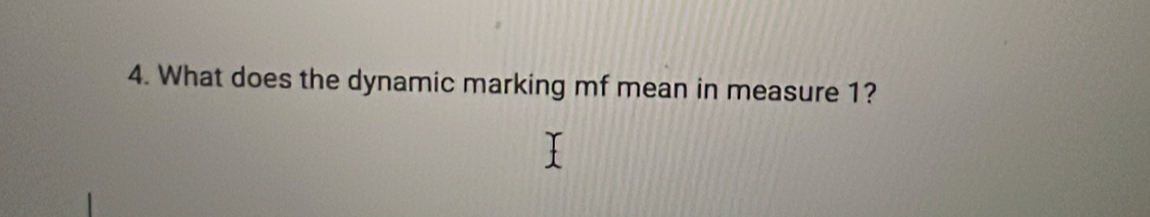 What does the dynamic marking mf mean in measure 1?