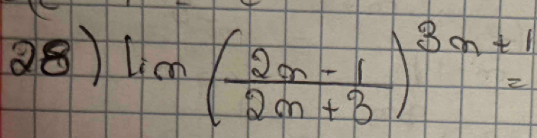 limlimits ( (2n-1)/2n+3 )^3n+1=