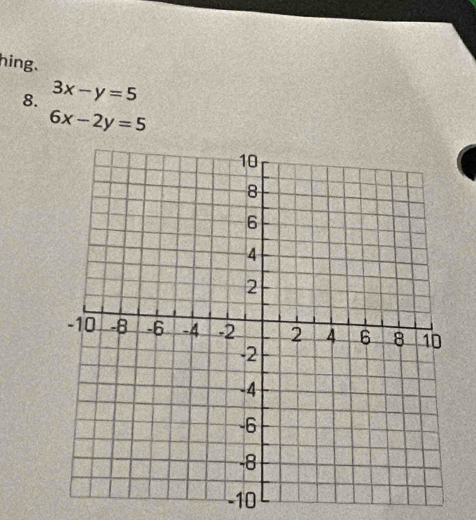 hing.
8. 3x-y=5
6x-2y=5
-10