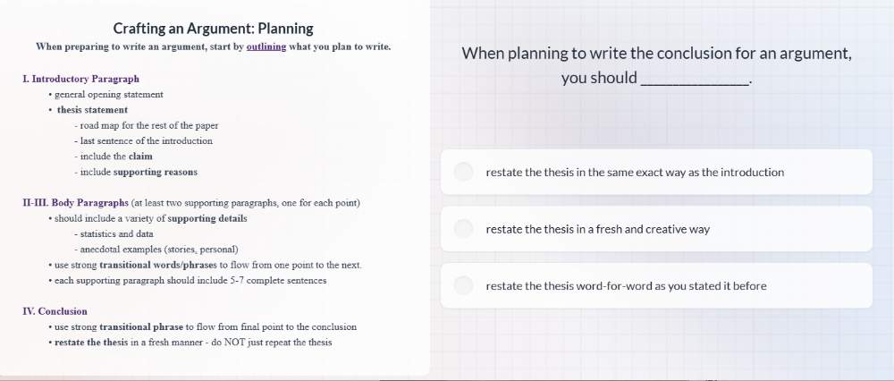 Resuelto:Crafting an Argument: Planning When preparing to write an ...