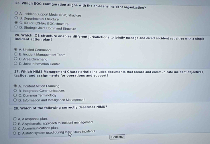 Solved: Which EOC configuration aligns with the on-scene incident ...