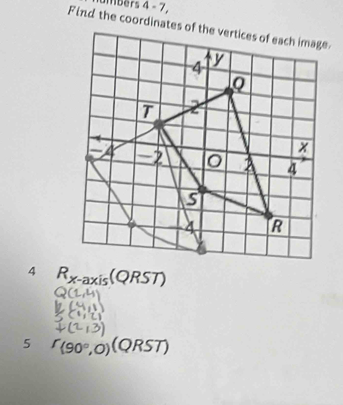 umbers 4 - 7, 
4 R_x-axis(QRST)
5 r_(90°,0)(QRST)