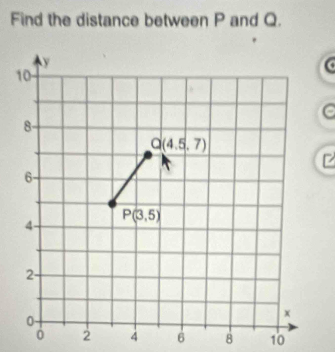 Find the distance between P and Q.
2 4 6 8 10